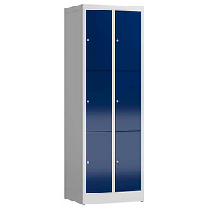 4061815856738 - Schließfachschrank ClassiX enzianblau lichtgrau X-520321 6 Schließfächer 590 x 500 x 1800 cm 4061815856738 LÜLLMANN