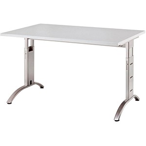 HAMMERBACHER FS12 höhenverstellbarer Schreibtisch lichtgrau rechteckig, C-Fuß-Gestell silber 120,0 x 80,0 cm