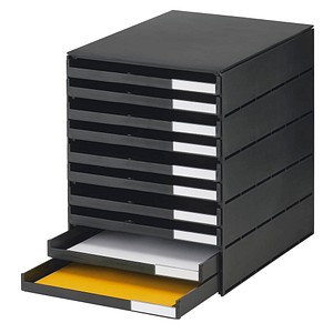 Schubladenbox styroval schwarz DIN C4 mit 10 Schubladen