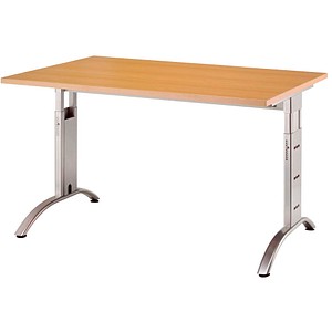 4032062007525 - HAMMERBACHER Savona höhenverstellbarer Schreibtisch buche rechteckig C-Fuß-Gestell silber 1200 x 800 cm