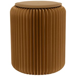 3660141968736 - Paperflow faltbarer Sitzhocker Wabenkarton Sitzkissen aus Kunstleder Ø 300 mm x H 420 mm bis 300 kg braun