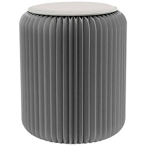 3660141968729 - Paperflow faltbarer Sitzhocker Wabenkarton Sitzkissen aus Kunstleder Ø 300 mm x H 420 mm bis 300 kg grau