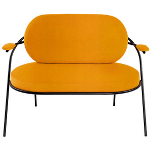 3660141960631 - Zweisitzer Sofa Meet by Paperflow Saturne mit Armlehnen B 1180 x T 730 x H 880 mm Stahlrohr Kunstleder Schwarz Safran 3660141960631 - Zweisitzer Sofa Meet by Paperflow Saturne mit Armlehnen B 1180 x T 730 x H 880 mm Stahlrohr Kunstleder Schwarz Safran