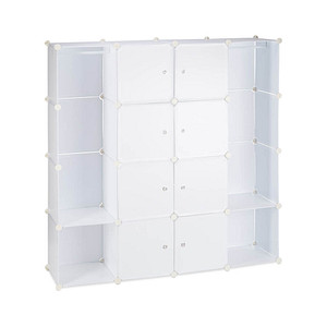 4052025956233 - Relaxdays - Kleiderschrank Stecksystem mit 12 Fächern großer Garderobenschrank aus Kunststoff 1455 x 1455 cm weiß