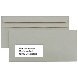 0726529059441 - Briefumschläge DIN lang mit Fenster grau selbstklebend 1000 St