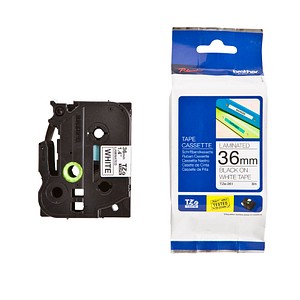 Beschriftungsband TZe-261 TZE261, 36 mm schwarz auf weiß