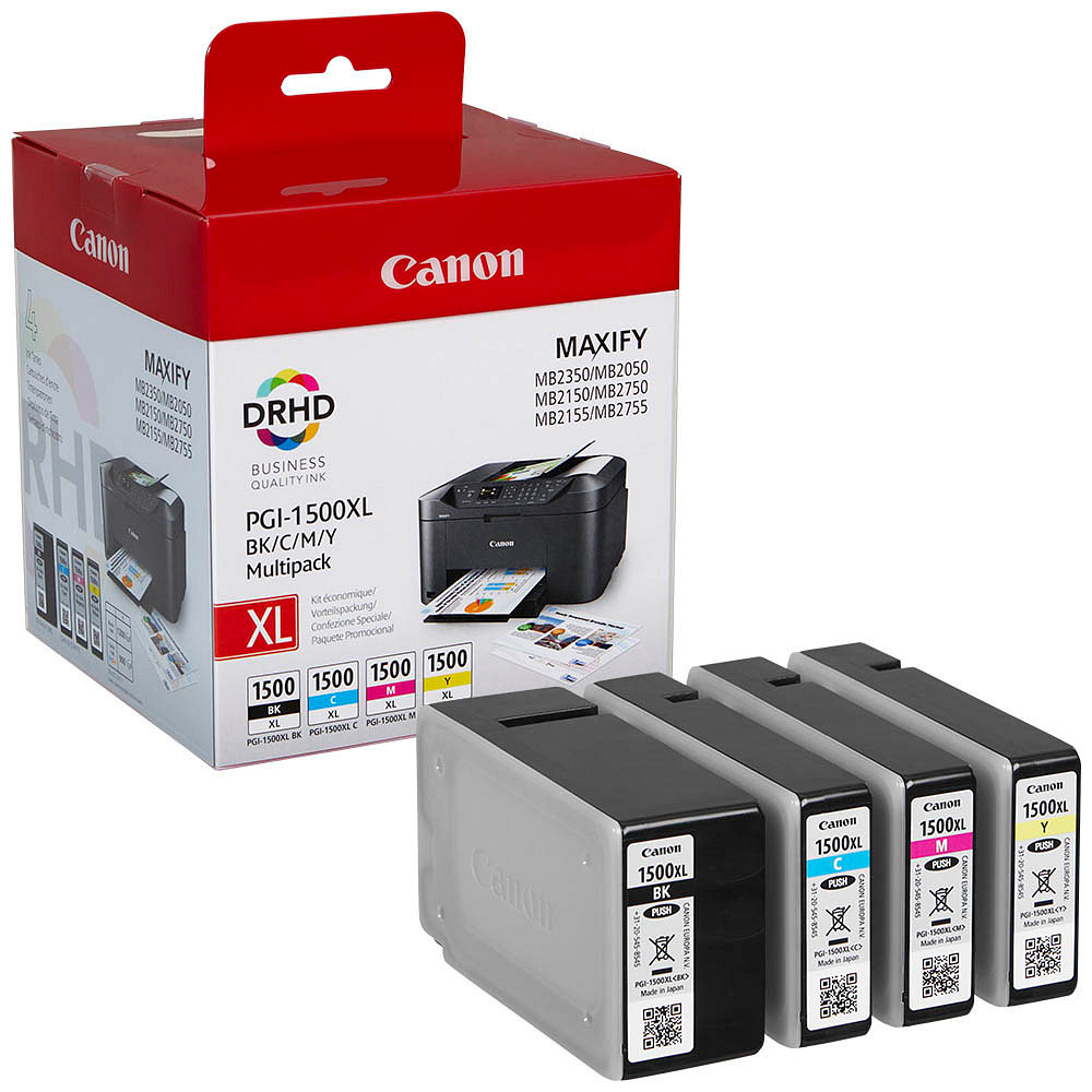 Canon PGI-1500 XL BK/C/M/Y schwarz, cyan, magenta, gelb Druckerpatronen,  4er-Set >> büroshop24