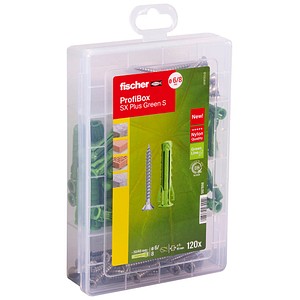 4048962482249 - fischer ProfiBox - SX Plus Green S 567898 Dübel- und Schrauben-Sortiment Ø 45 5 6 8 mm 30 40 55 mm 120 Stück