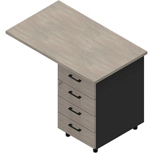 Quadrifoglio Standcontainer dunkelgrau, beton 4 Auszüge Kunststoff-Stangengriff dunkelgrau 100,0 x 60,0 x 75,0 cm