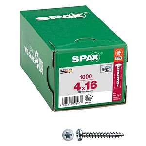 4003530108037 - Spax - Universalschraube 4 x 16 mm 1000 Stück Vollgewinde Halbrundkopf t-star plus T20 4CUT wirox - 0201010400165