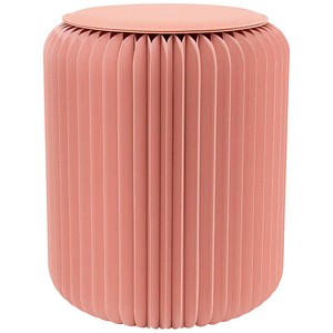 3660141968743 - Paperflow faltbarer Sitzhocker Wabenkarton Sitzkissen aus Kunstleder Ø 300 mm x H 420 mm bis 300 kg rosé