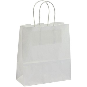 VP Papier-Tragetaschen Toptwist weiß 19,0 x 21,0 cm, 50 St.