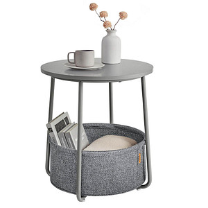 0194343142746 - Songmics - vasagle Beistelltisch rund kleiner Tisch Couchtisch klein Wohnzimmertisch mit Korb aus Stoff Stauraum für Wohnzimmer Schlafzimmer