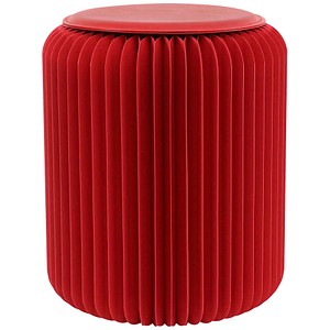 3660141968750 - Paperflow faltbarer Sitzhocker Wabenkarton Sitzkissen aus Kunstleder Ø 300 mm x H 420 mm bis 300 kg rot