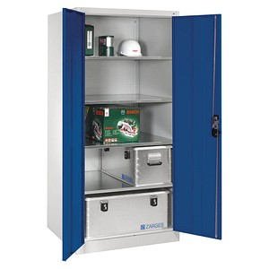 4064615165550 - Sichtfenster-Flügeltürschrank HxBxT 1950 x 930 x 600 mm 3 Fachböden 3 Schubladen lichtgrau   anthrazitgrau C+P