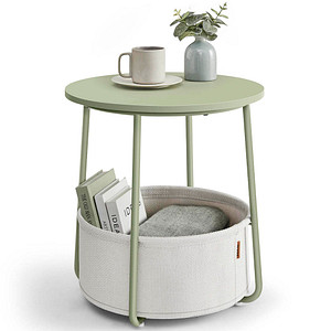 0194343142760 - VASAGLE Beistelltisch rund kleiner Tisch Couchtisch klein Wohnzimmertisch mit Korb aus Stoff Stauraum für Wohnzimmer Schlafzimmer Nachttisch 0194343142760 - VASAGLE Beistelltisch rund kleiner Tisch Couchtisch klein Wohnzimmertisch mit Korb aus Stoff Stauraum für Wohnzimmer Schlafzimmer Nachttisch