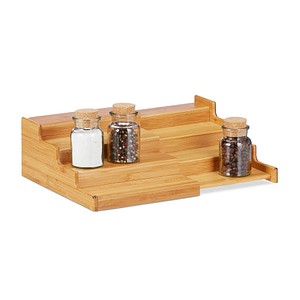 4052025215729 - Relaxdays Bambus Gewürzregal 4 Ablagen ausziehbar natürliche Optik feuchtigkeitsbeständig HBT 11x385x28 natur