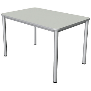 Kerkmann Prime Schreibtisch lichtgrau rechteckig, 4-Fuß-Gestell silber 120,0 x 80,0 cm