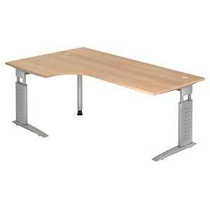 US82 höhenverstellbarer Schreibtisch eiche L-Form US82 höhenverstellbarer Schreibtisch eiche L-Form