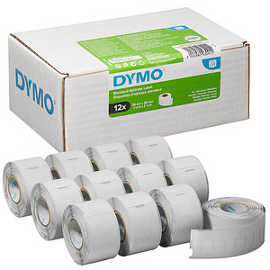 DYMO Etikettenrollen für Etikettendrucker S0722370 weiß, 28,0 x 89,0 mm, 12 x 130 Etiketten