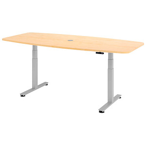 HAMMERBACHER Konferenztisch XDSM22 Ahorn T-Fuß-Gestell Silber 220x103 cm Höhenverstellbar