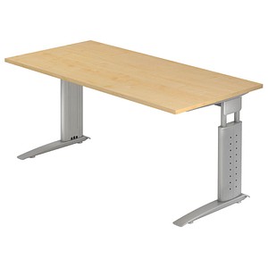 Hammerbacher Schreibtisch VUS, manuell höhenverstellbar, 86cm (H), 160x80cm (BxT), ahorn / silber 4032062140840 Hammerbacher 2 Stück