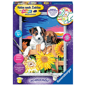 4005556287659 - Ravensburger Malen nach Zahlen 28765 - Welpen im Sonnenuntergang - Kinder ab 9 Jahren