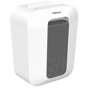 AKTION: Fellowes Powershred LX50 Aktenvernichter mit Partikelschnitt P-4, 4 x 37 mm, bis 9 Blatt, weiß mit 10 Euro CashBack