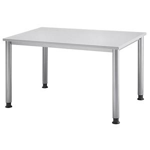 HAMMERBACHER Orbis höhenverstellbarer Schreibtisch lichtgrau rechteckig, 4-Fuß-Gestell silber 120,0 x 80,0 cm