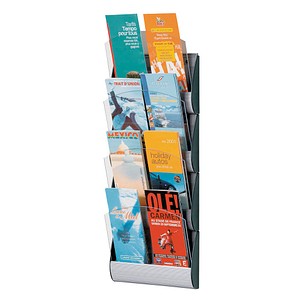 3 PAPERFLOW Wandprospekthalter Integral alu DIN A5, DIN A6 4/8 Fächer