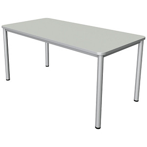 Kerkmann Prime Schreibtisch lichtgrau rechteckig, 4-Fuß-Gestell silber 160,0 x 80,0 cm