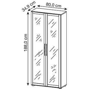 4032062014585 - Glastürenschrank TARA 5 Ordnerhöhen B 800 x T 346 x H 1880 mm lichtgrau 4032062014585 - Glastürenschrank TARA 5 Ordnerhöhen B 800 x T 346 x H 1880 mm lichtgrau