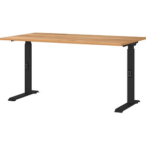 4005949790452 - DOWNEY höhenverstellbarer Schreibtisch navarra-eiche rechteckig C-Fuß-Gestell schwarz 1400 x 800 cm  4005949790452 GERMANIA
