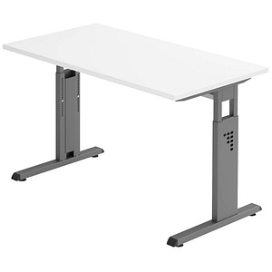HAMMERBACHER OS612 Schreibtisch weiß rechteckig, C-Fuß-Gestell grau 120,0 x 67,2 cm