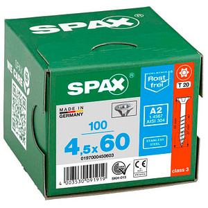 SPAX® Universalschrauben T20 Senkkopf Edelstahl A2 4,5 mm x 60mm, 100 St.