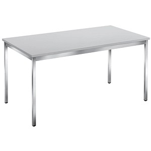 3700245512487 - Schreibtisch 25-T148RCG 65-130cm (H) 140x80cm (BxT) rechteckig grau   chrom 3700245512487 SODEMATUB