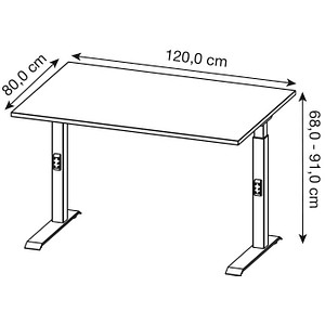4005949791923 - DOWNEY höhenverstellbarer Schreibtisch grandson-eiche rechteckig C-Fuß-Gestell schwarz 1200 x 800 cm 4005949791923 GERMANIA 4005949791923 - DOWNEY höhenverstellbarer Schreibtisch grandson-eiche rechteckig C-Fuß-Gestell schwarz 1200 x 800 cm 4005949791923 GERMANIA