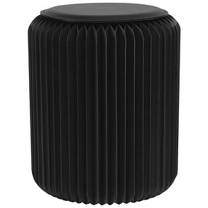 3660141968675 - Paperflow faltbarer Sitzhocker Wabenkarton Sitzkissen aus Kunstleder Ø 300 mm x H 420 mm bis 300 kg schwarz