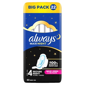 8006530178921 - always Binden Maxi Night mit Flügeln für mittlere bis starke Nächte 22 St