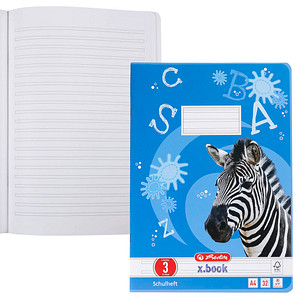 herlitz Schulheft x.book Lineatur 3 liniert DIN A4 ohne Rand, 32 Blatt, 1 St.