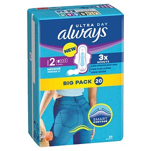 always Binden Ultra Day Long mit Flügeln für mittlere bis starke Tage, 20 St.