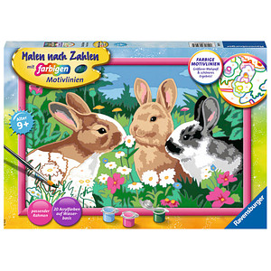 4005556285174 - Malen nach Zahlen - Jeder kann malen (Mal-Sets) Bildgröße 31 x 21 cm Ravensburger Malen nach Zahlen 28517 - Putzige Häschen - Kinder ab 9 Jahren