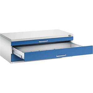 4068192047582 - Zeichnungsschrank DIN A1 3 Schubladen Höhe 420 mm lichtgrau   enzianblau C+P