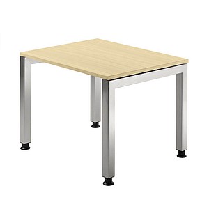 HAMMERBACHER JS08 höhenverstellbarer Schreibtisch ahorn rechteckig, 4-Fuß-Gestell silber 80,0 x 80,0 cm