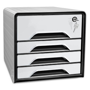cep Schubladenbox Smoove Secure schwarz/weiß DIN A4 mit 4 Schubladen