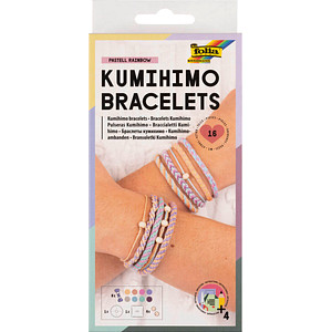 folia Schmuck-Basteln-Set Flechtschnüre Kumihimo Bracelets Pastell mehrfarbig