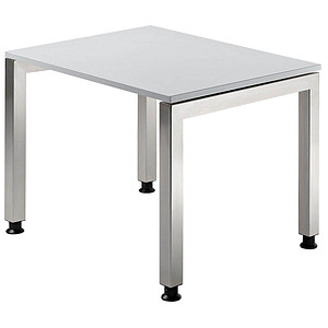 Hammerbacher Schreibtisch VJS, manuell höhenverstellbar, 76cm (H), 80x80cm (BxT), Grau / silber 4032062025246 Hammerbacher