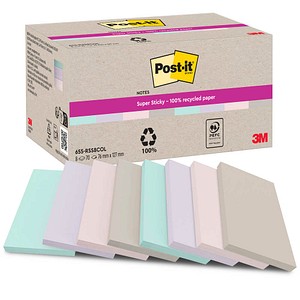 Image of Post-it® Super Sticky Notes Haftnotizen extrastark farbsortiert, 8 Blöcke