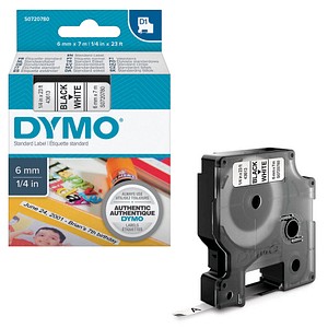 Beschriftungsband D1 S0720780, 6 mm schwarz auf weiß