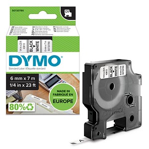 Dymo D1 Standard Etikettenband - Schwarz auf Weiß - 6mm